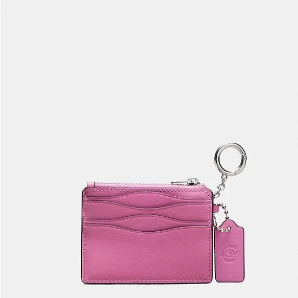 Coachtopia Leather Wavy Zip Card Case with Key Ring - Picture 2 of 7